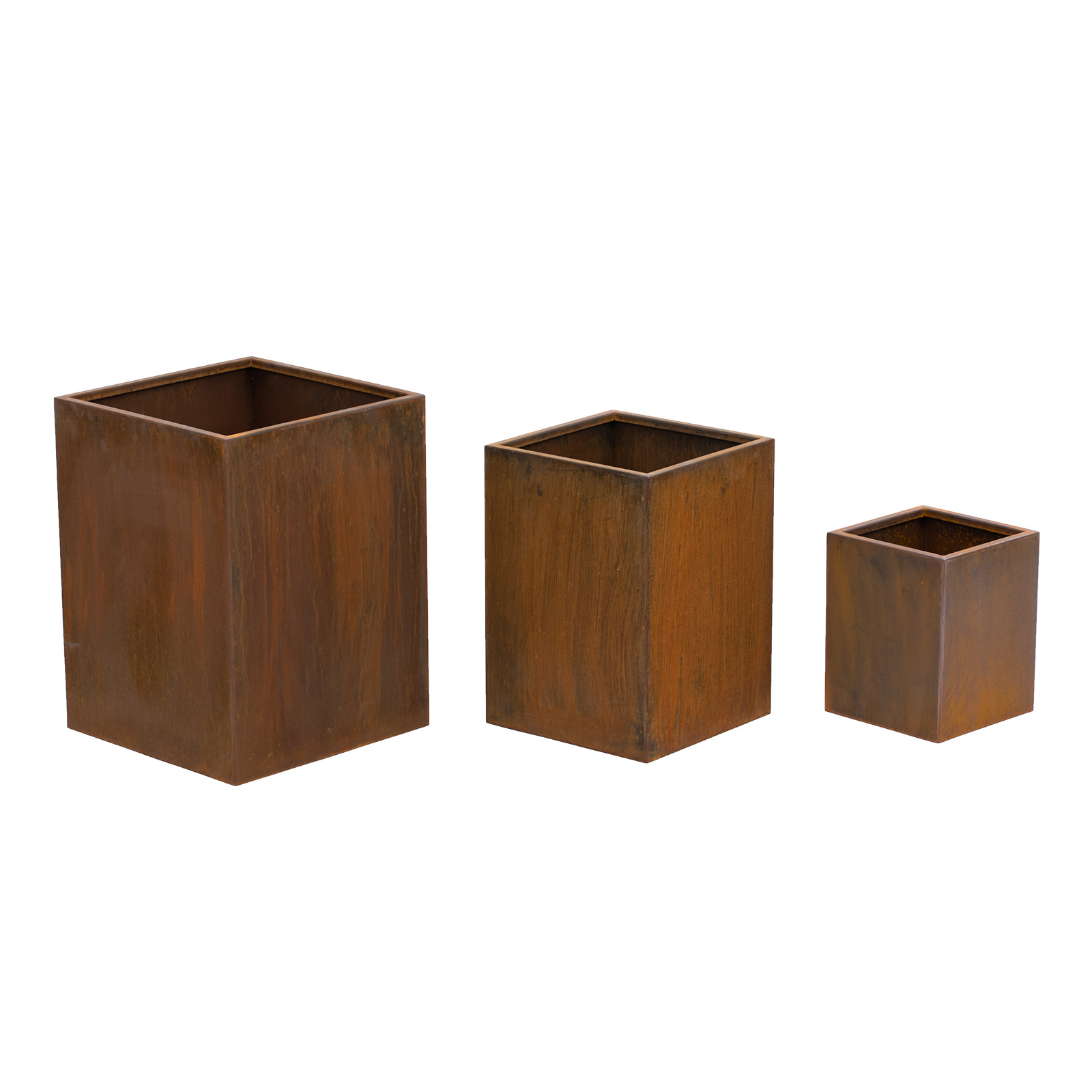 Plantenpot - set van 3 - cortenstaal - rond - roest rood - Royal Catering