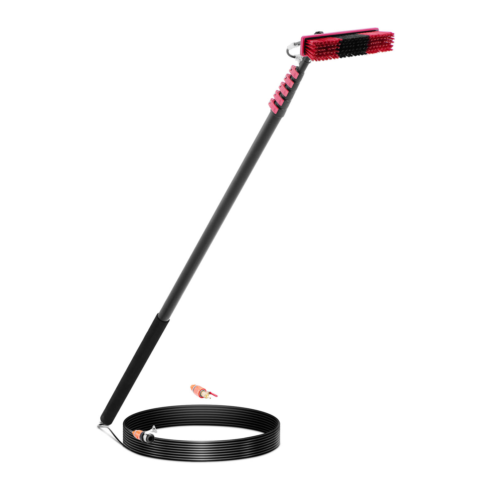 Telescopische wasborstel - met wateraansluiting - voor zonnepanelen en ramen - 1820 - 8900 mm