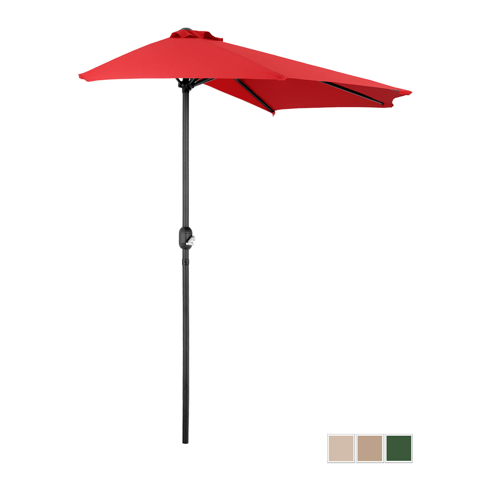 Halve parasol - Rood - vijfhoekig - 270 x 135 cm